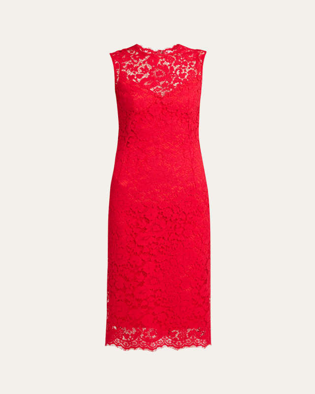 Frayed Floral Lace Midi Dress